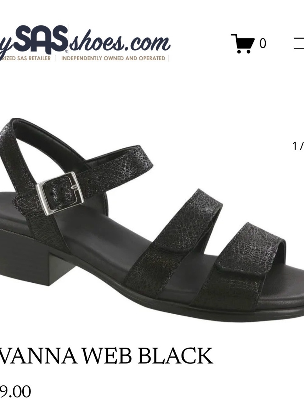 SAS Shimmer Black heeled sandal